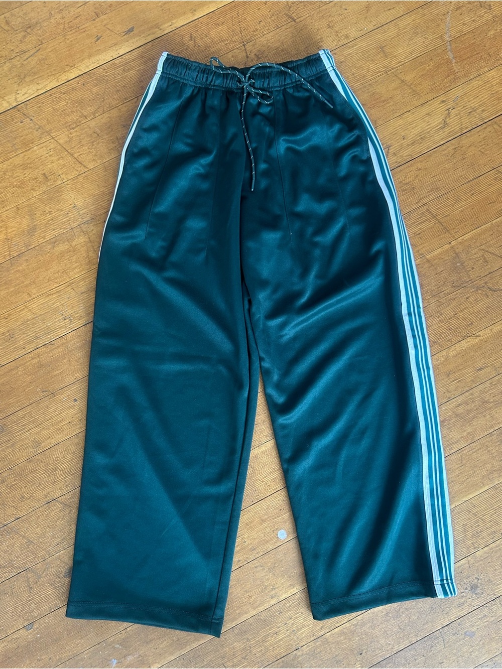 Urban Outfitters Dark Green Track Pants with White Side Stripes